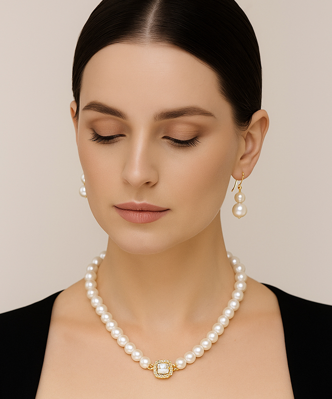 Classic Charm Pearl Jewellery Set, Fashion Jewellery