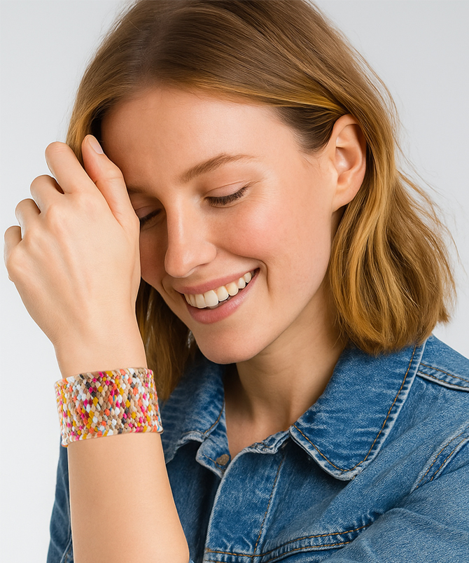 Trendy Multicolor Woven Cuff Bracelet