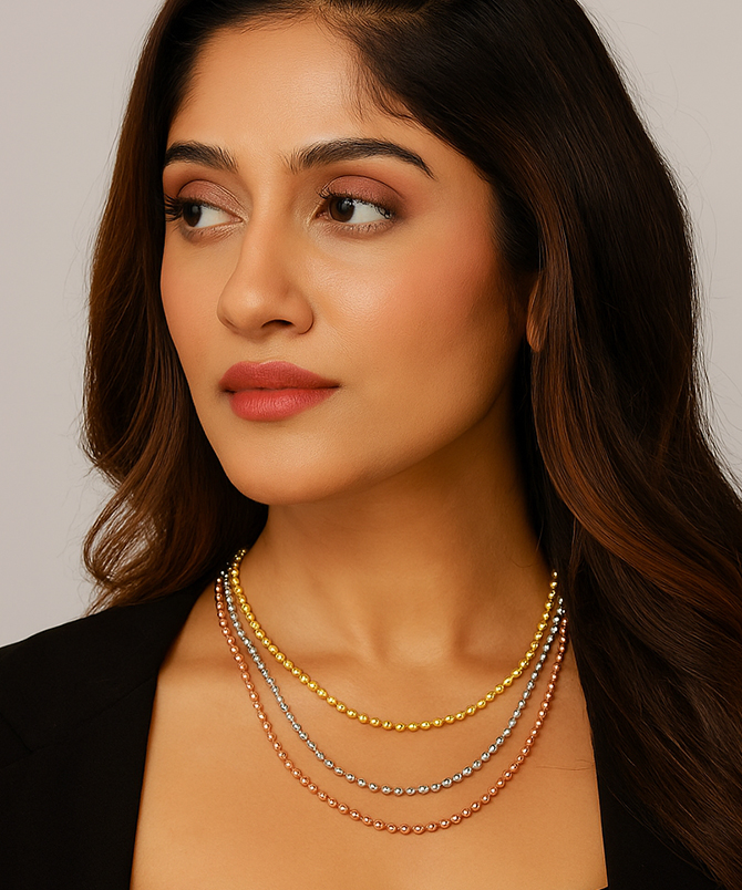 Trio Radiance Fancy Bead Necklace, Fashion Neckchain, Fashion Jewelry